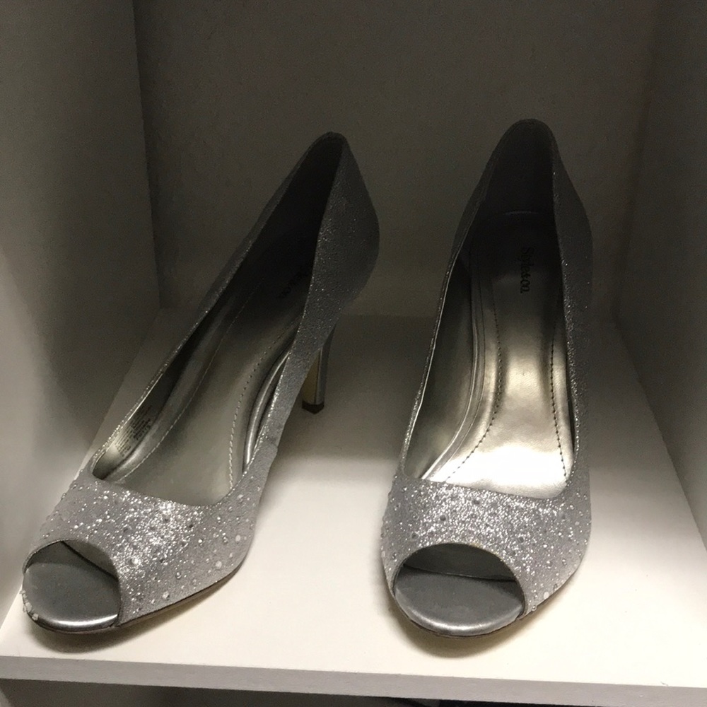 silver 2inch heels